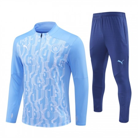 Manchester City Trænings Sweatshirt Dragt 2024-25 Blå Kvart-Zip